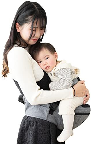 ヒップシート 抱っこ紐 【保育士&小児科医W推薦】 肩紐無し 補助ベルト有り ベビーシート 収納 ベビーキャリア 赤ちゃん 20kg 【極厚腰クッション】 軽量 メッシュ ラウチェ 日本語説明書付き (グレーブラック)pms