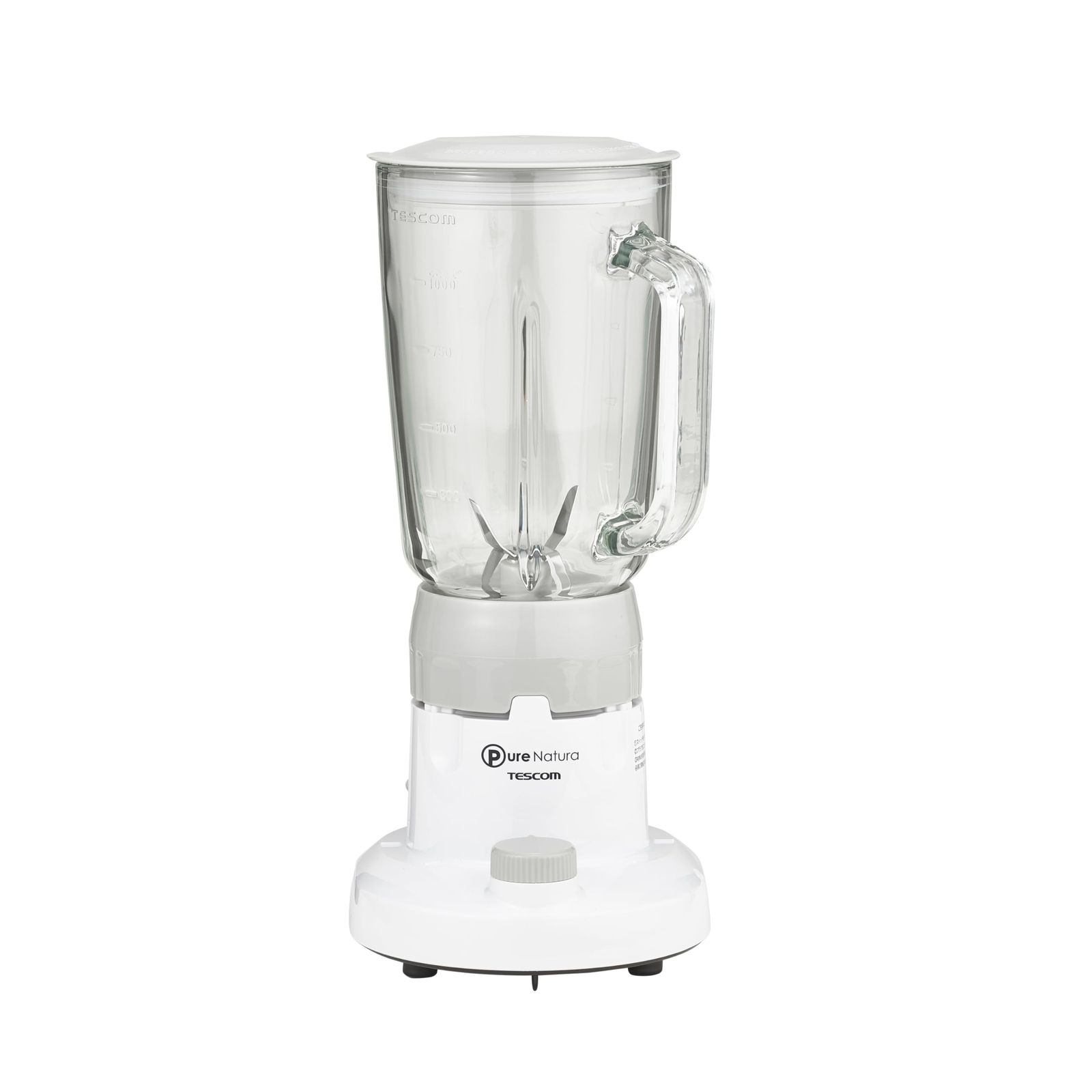テスコム ミキサー ジュースミキサー 1000ml <冷蔵庫の角氷を細かく砕ける大型刃> ガラスボトル コンパクト収納 ラク抜きプラグ ホワイト TMX20A-Wpms