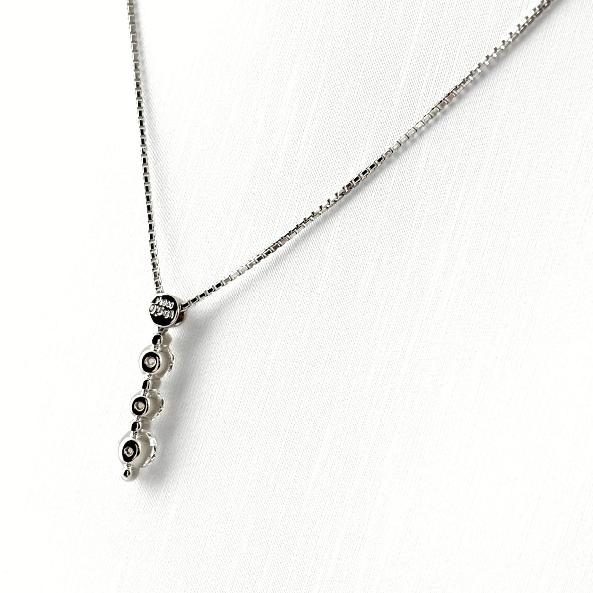 メレダイヤ デザインネックレス プラチナ ペンダント ネックレス Pt900 Pt850 ダイヤモンド レディース 【中古】