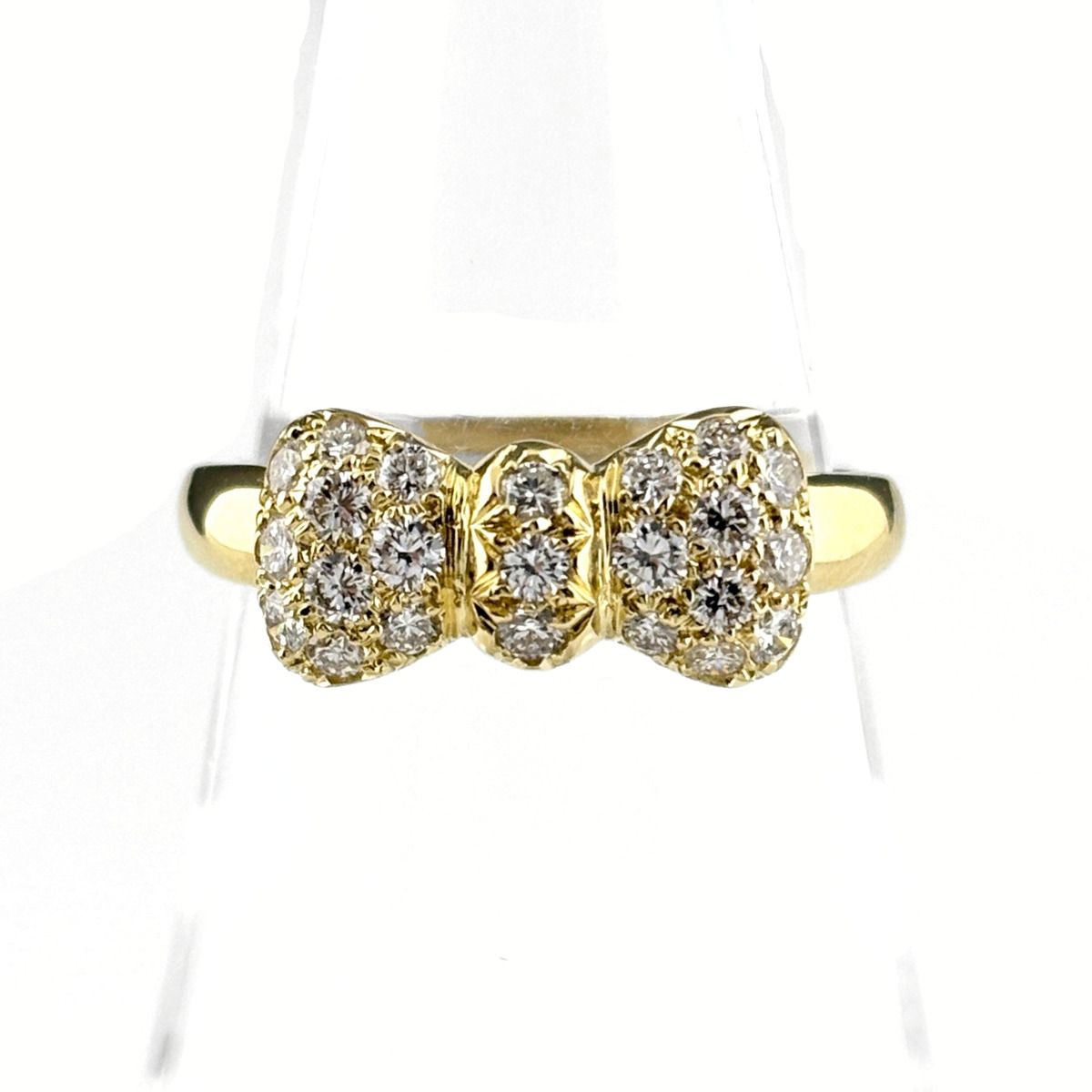 ヴァンクリーフ＆アーペル Van Cleef ＆ Arpels リボンモチーフ リング YG イエローゴールド 指輪 メレダイヤ リング 12号 750 K18 レディース 【中古】