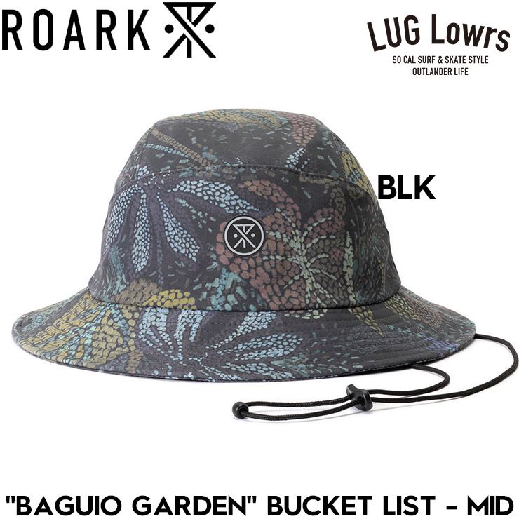 ROARK ロアーク ハット メンズ レディース バケットハット 総柄ハット 帽子 ストレッチ 通気性 接触冷感 ストラップ付き “BAGUIO GARDEN” BUCKET LIST MID RHJ1225-BLK 26SU 日本代理店正規品