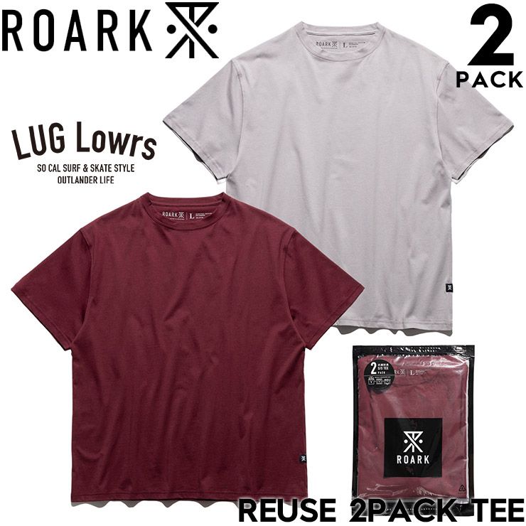 ROARK ロアーク Tシャツ メンズ 半袖Tシャツ 2枚セット パックTシャツ コットンTシャツ 抗菌 防臭 ベーシックTシャツ REUSE 2PACK TEE RTJPK1220-DSK 26SU 日本代理店正規品