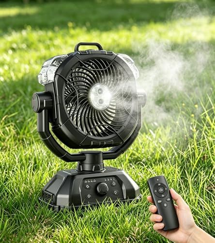 強力キャンプ扇風機 極冷ミストファン 携帯扇風機リモコン付 LEDライト 新品】【充電式扇風機/32000mAh】強力キャンプ扇風機 極冷ミストファン