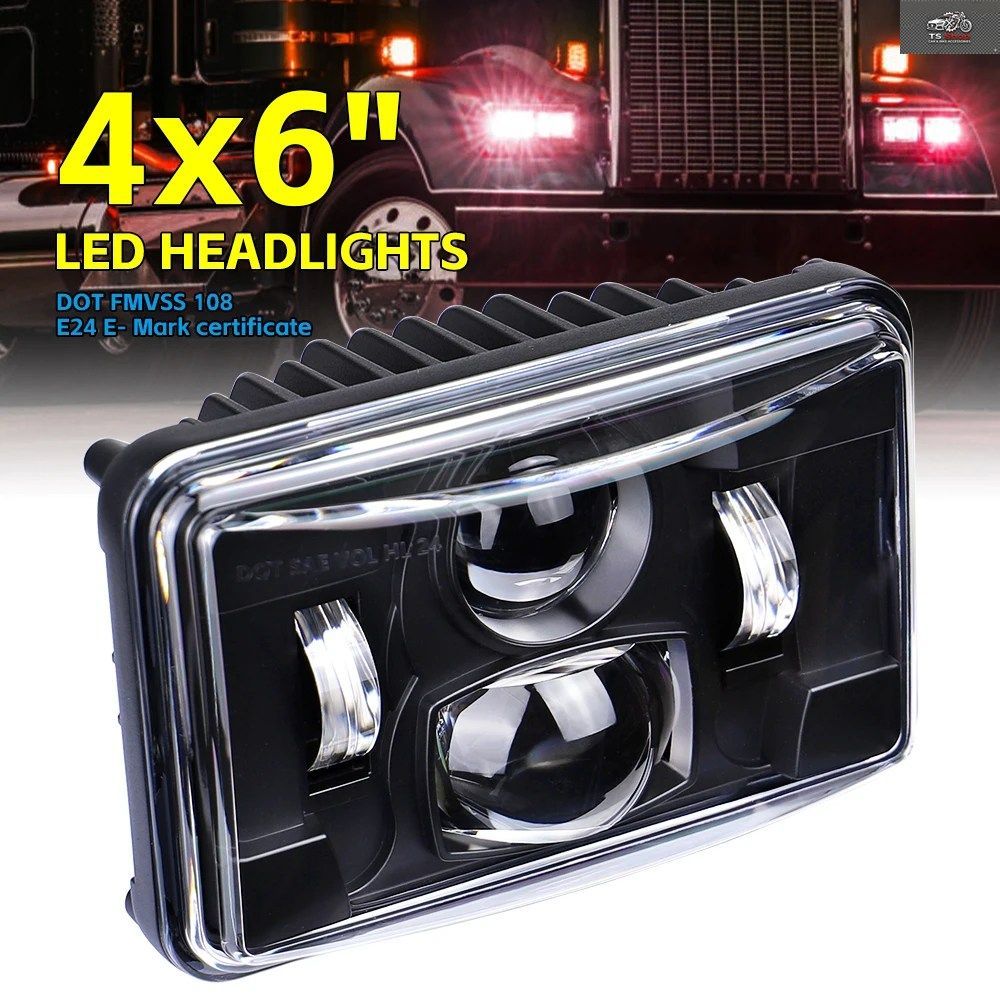 LEDヘッドライト(ハイ/ロービーム)4x6インチ 1個 フレイトライナー クラシック インターナショナル 9300 H4651 H4652 H4656 H4666 H6545
