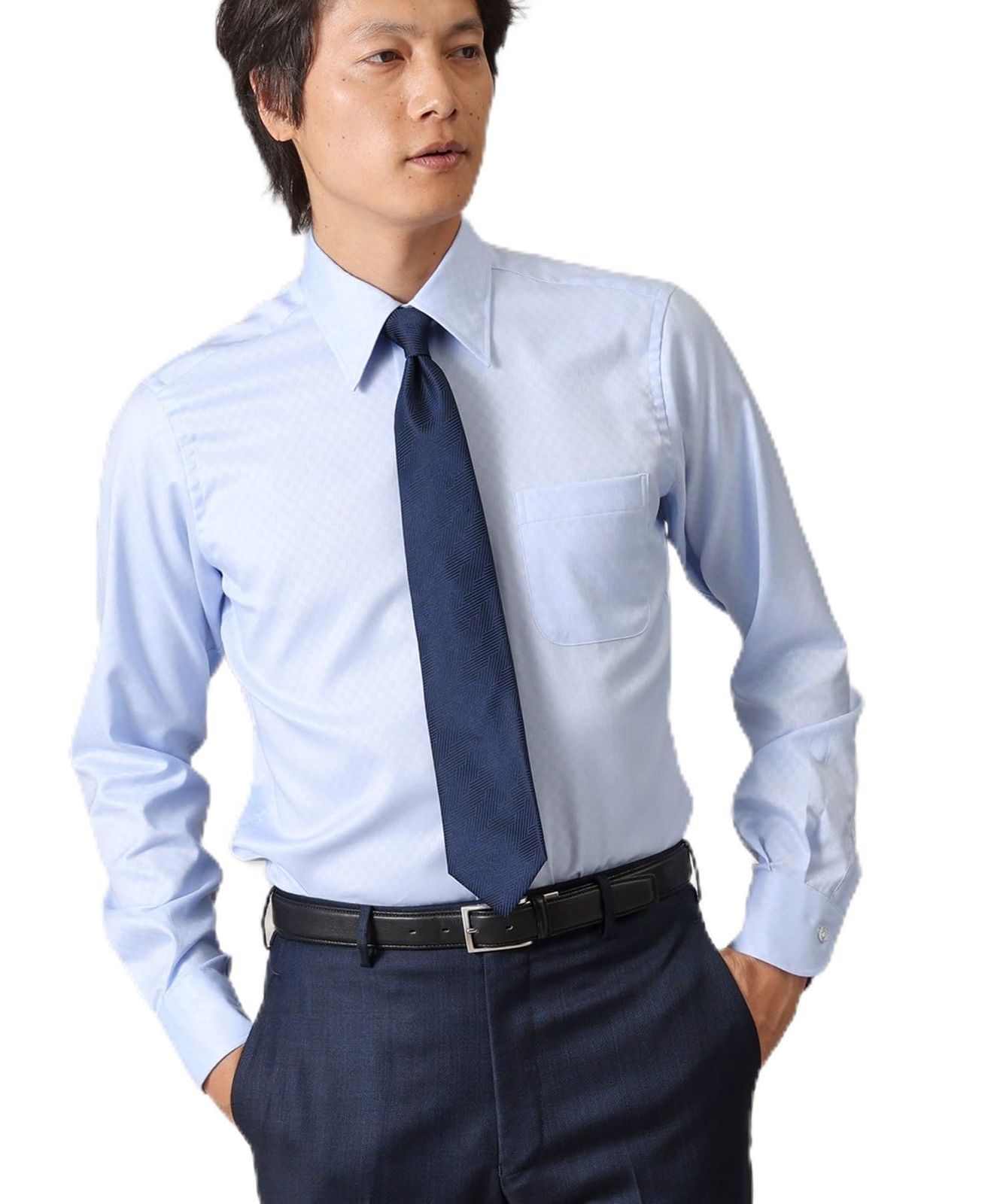新品 [ タケオキクチ ] ドレスシャツ 【Made in JAPAN】市松紋 ドレスシャツ 93181020 メンズ ブルー(091) 02(M)