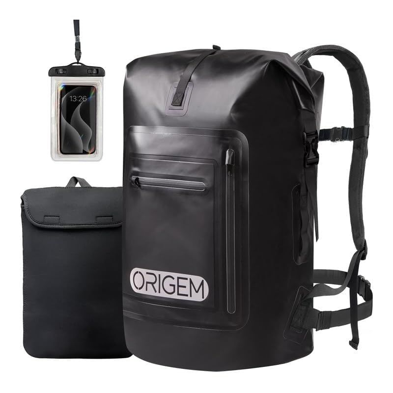 【新品】 [Origem] ドライバッグ 防水バッグ 35L/55L/85L 大容量 完全防水 リュック 新型素材 折りたたみ式 防塵 3色 登山 旅行 ハイキング アウトドア(ブラック,35L) 0