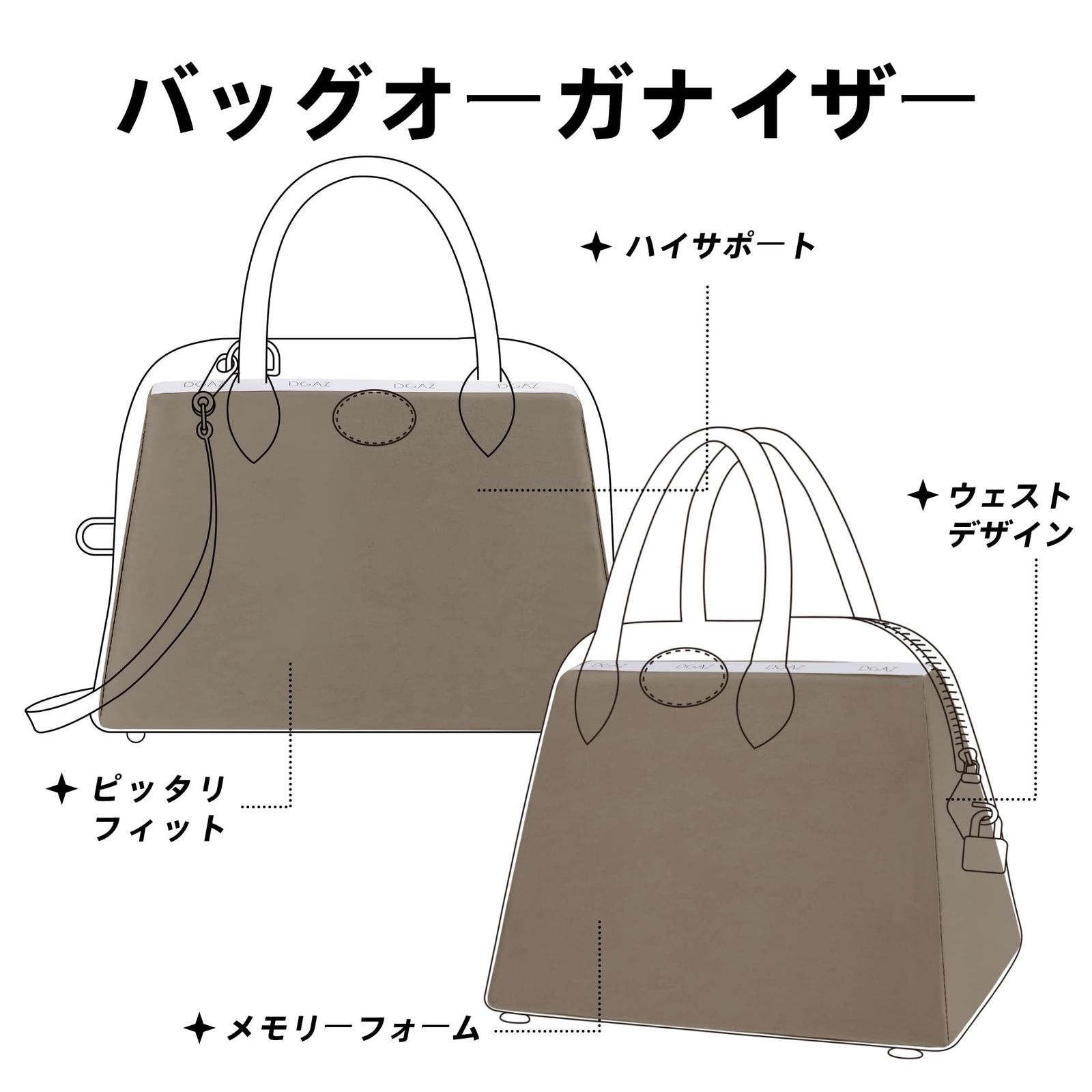 新品 DGAZ ボリード適用 バッグピロー バッグシェイパー 形崩れ防止 バッグシェイパー 枕シェイパー 適用Bolide 21/25/27/31/35/45/1923 Bags（エトープ、25）