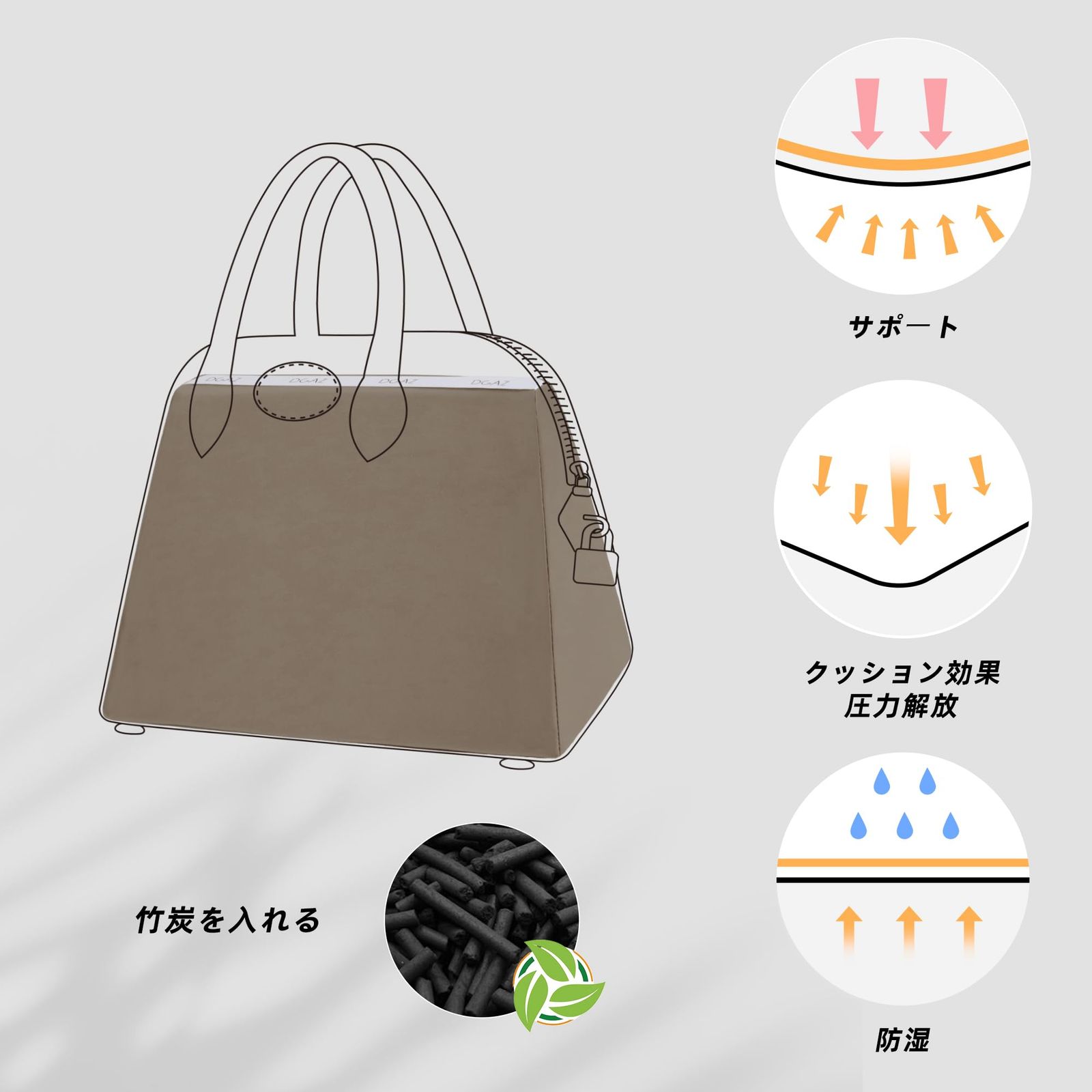 新品 DGAZ ボリード適用 バッグピロー バッグシェイパー 形崩れ防止 バッグシェイパー 枕シェイパー 適用Bolide 21/25/27/31/35/45/1923 Bags（エトープ、25）