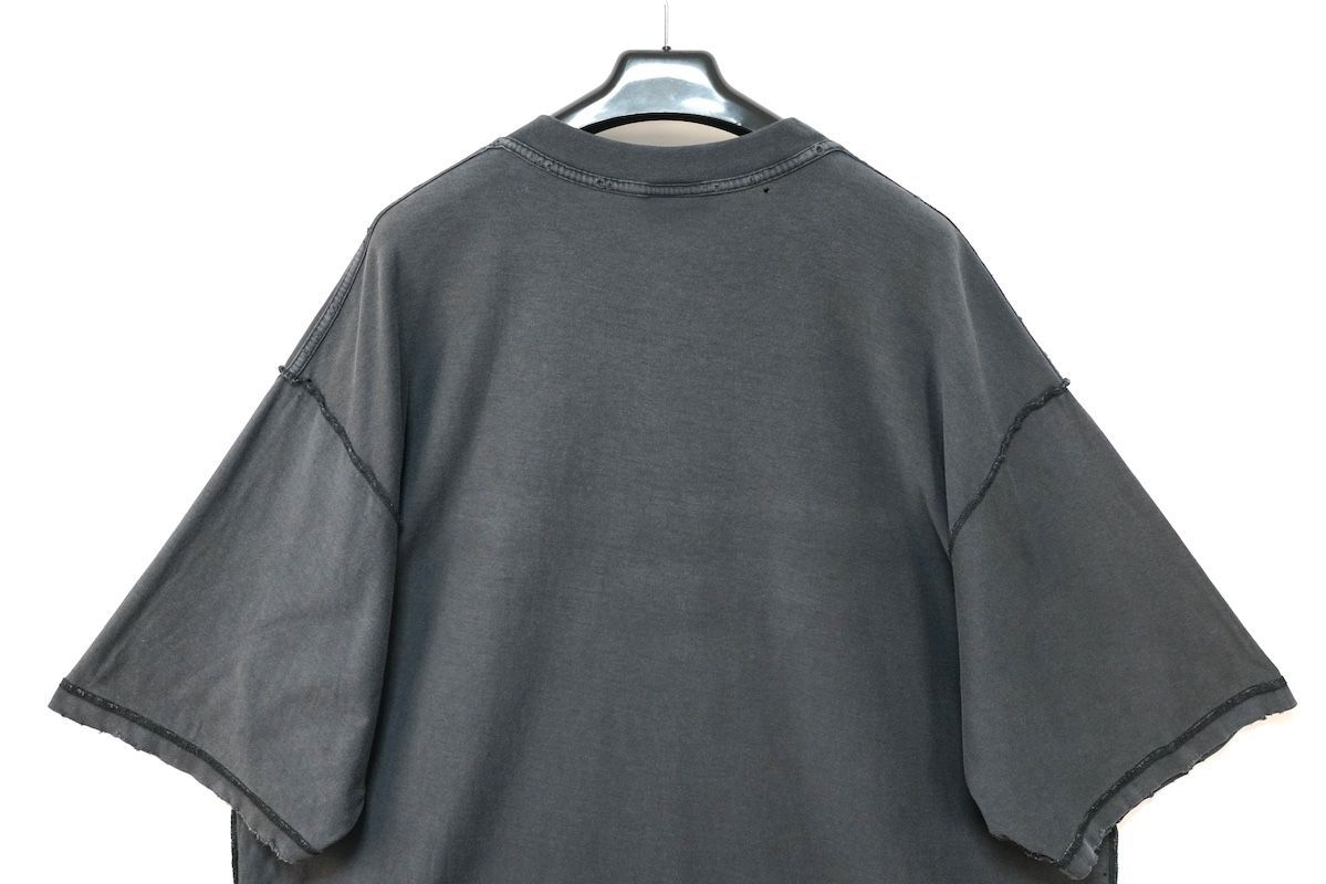 BALENCIAGA バレンシアガ ダメージ加工 ロゴ パッチ ショートスリーブ オーバーサイズTシャツ ブラック XLサイズ 822441TSVA2