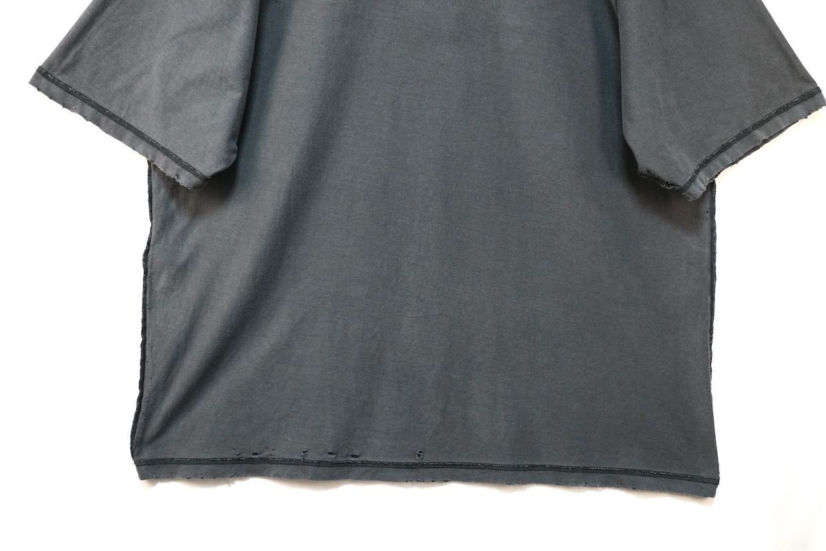 BALENCIAGA バレンシアガ ダメージ加工 ロゴ パッチ ショートスリーブ オーバーサイズTシャツ ブラック XLサイズ 822441TSVA2