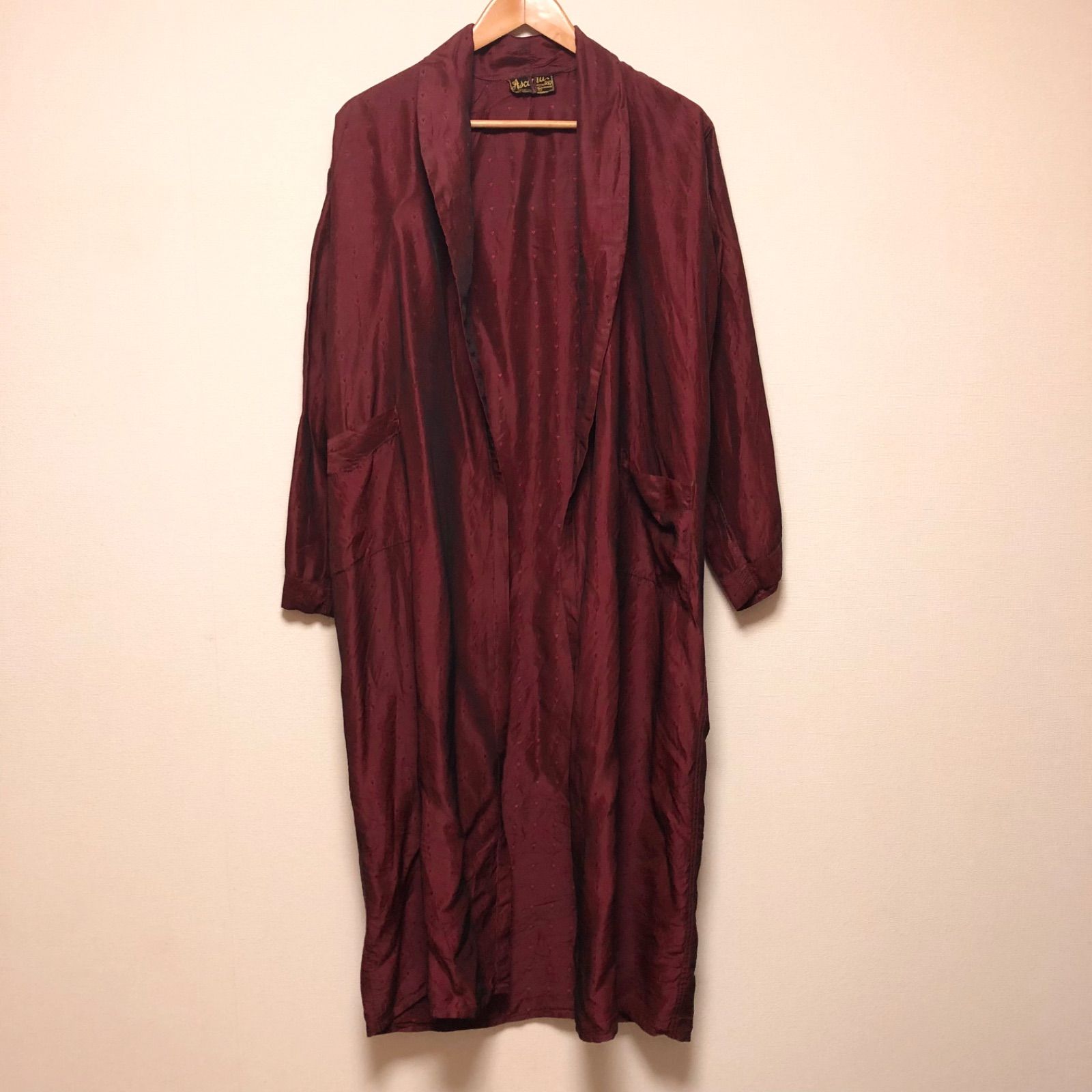 60-70's Asconius PRODUCTOS RIO SPORTSWEAR メンズM クラシックなルームローブ ガウンコート ラウンジウェア リゾートウェア 羽織り 光沢 カーディガン ロング丈 ガウン ヴィンテージ 古着