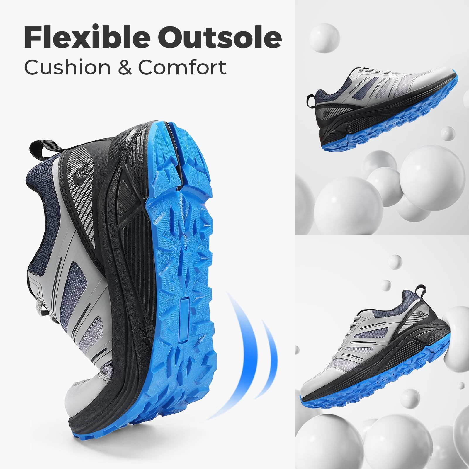 新品 [FitVille] トレイルランニングシューズ メンズ 幅広 2E 4E ハイキングシューズ 軽量 通気性 スニーカー 多機能 登山