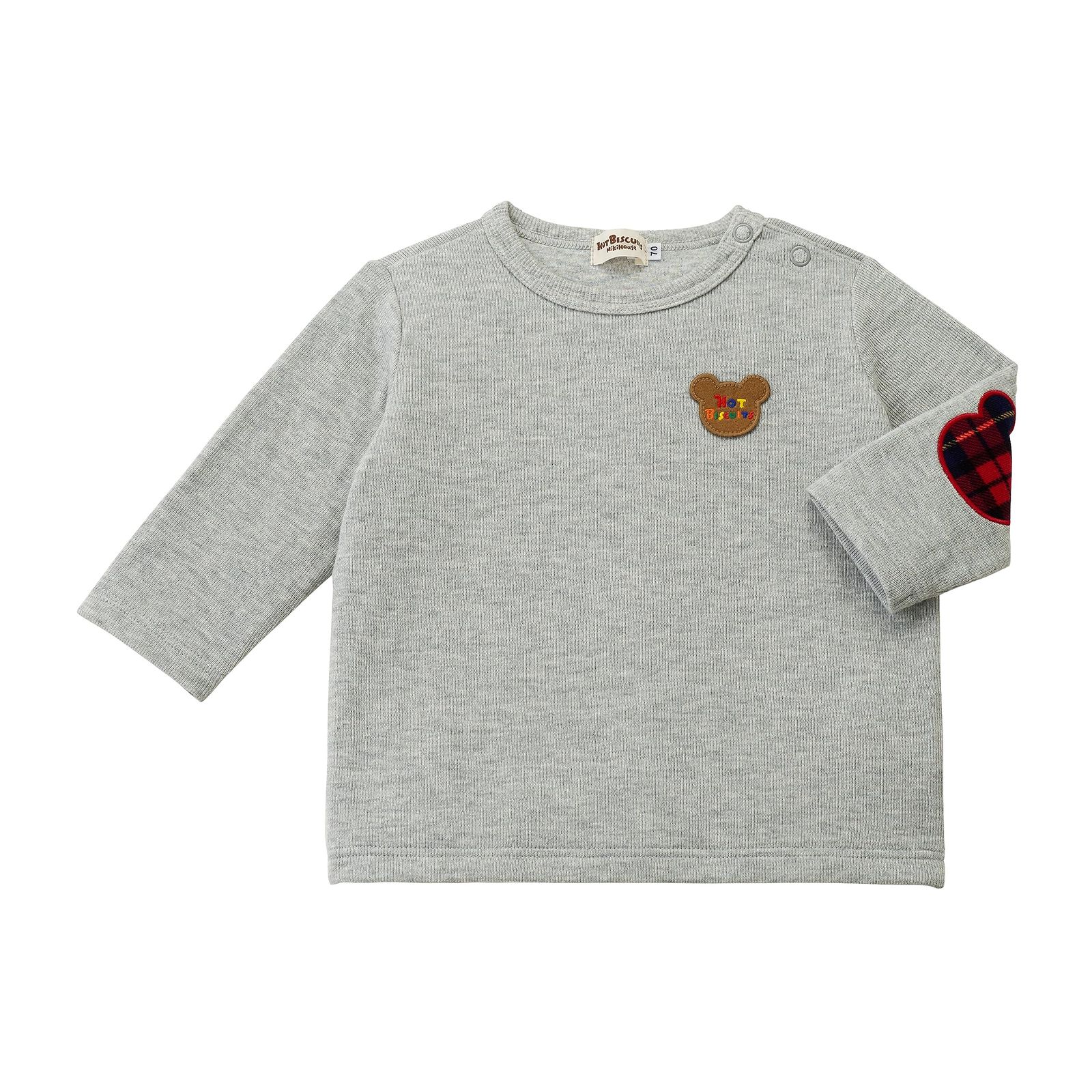 新品 [ミキハウス ホットビスケッツ] 長袖 Ｔシャツ 男の子 女の子 キッズ 子供服 グレー 70cm 73-5204-498