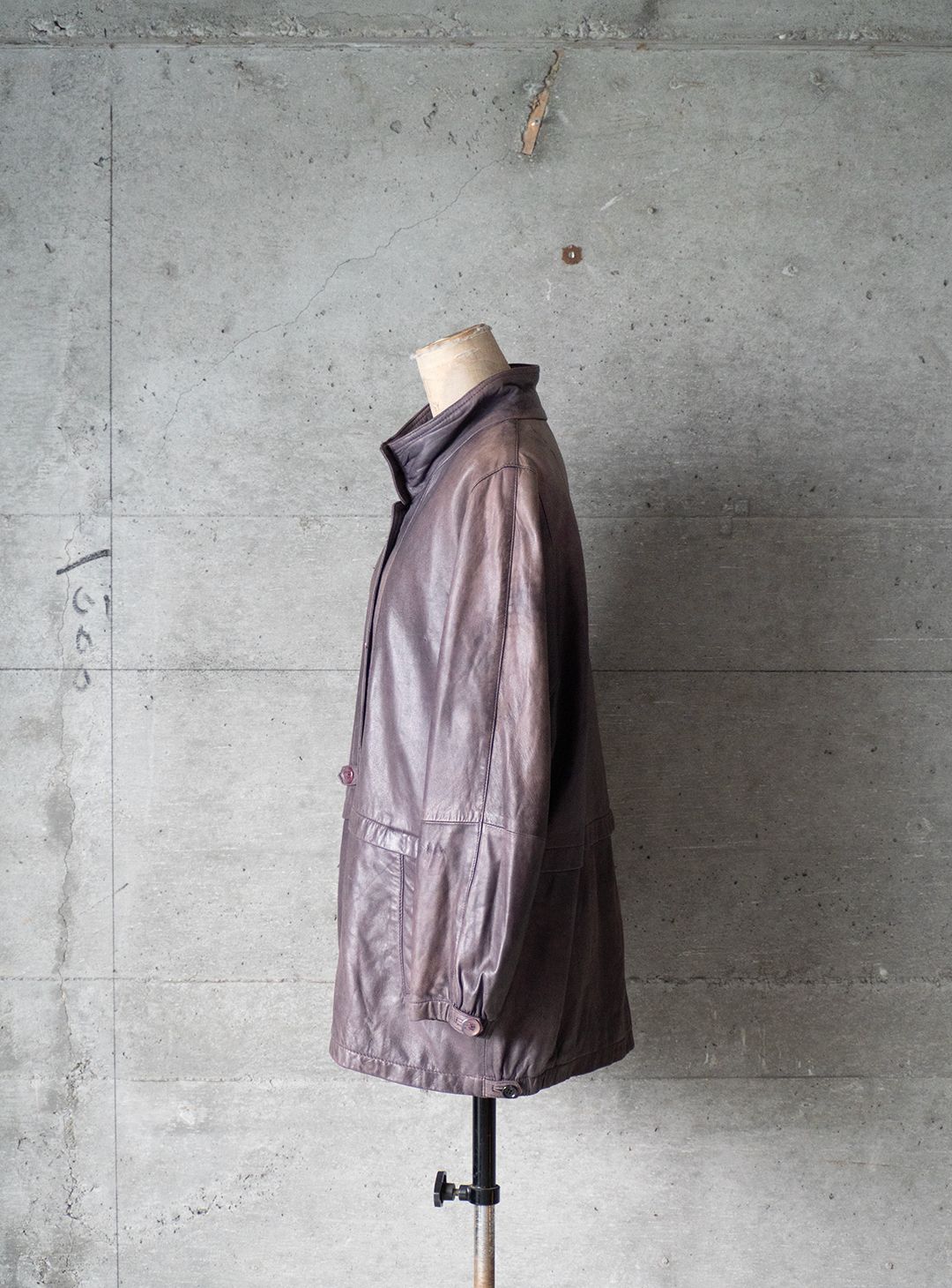 unknown 1980s Leather standcollar jacket