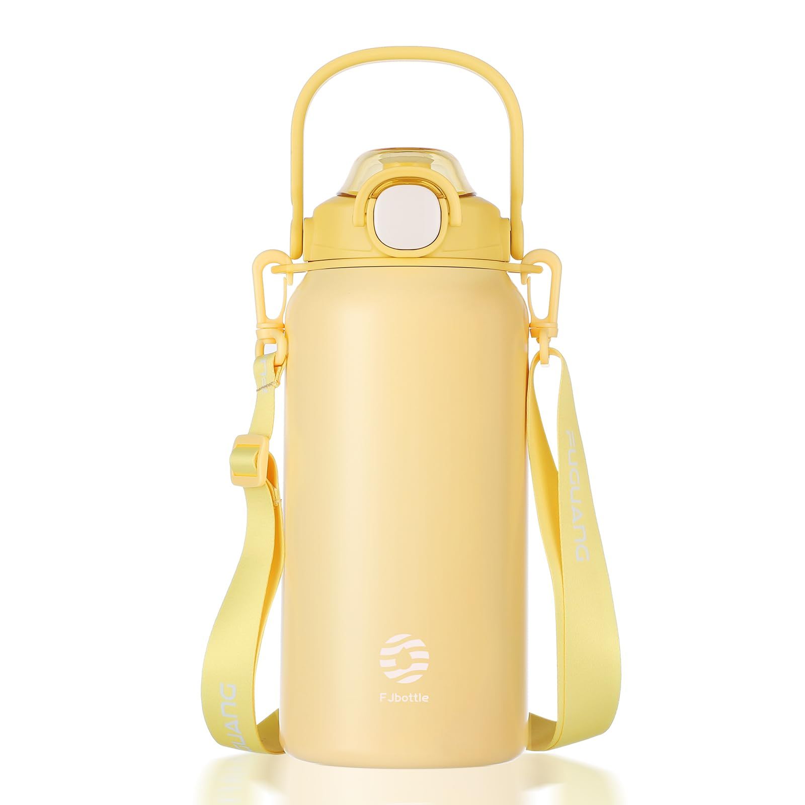FJbottle 水筒 1.7リットル 真空断熱2ウェイボトル ストロー ワンタッチ 直飲み スポーツジャグ(ストラップ付き) 1.7L 1700ml スポーツボトル スポーツ飲料対応 大容量 持ち運び マグ ボトル 広口 洗いやすい ステンレスボトル 洗★m