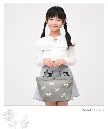 裁縫セット トートバッグ グレー×リボン【日本製裁ちばさみ】(右利き用)★m