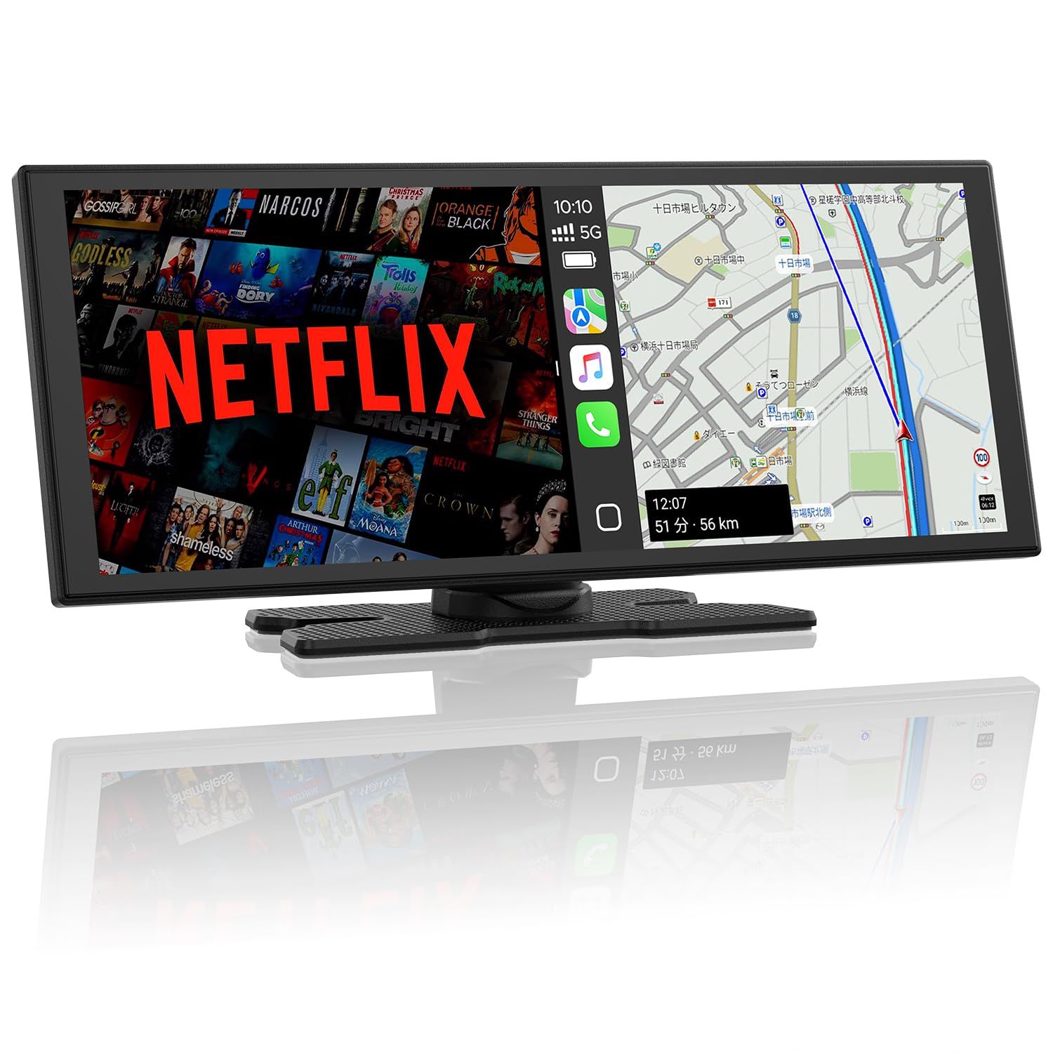 LAMTTO ディスプレイオーディオ10.25インチ Androidシステムを搭載 YouTubeやNetflixが見れる ワイヤレスCarPlay/Androidauto対応 1台多用 スマホ連携表示ナビ 駐車補助 2画面分割 内蔵スピーカー/WiFi/★m