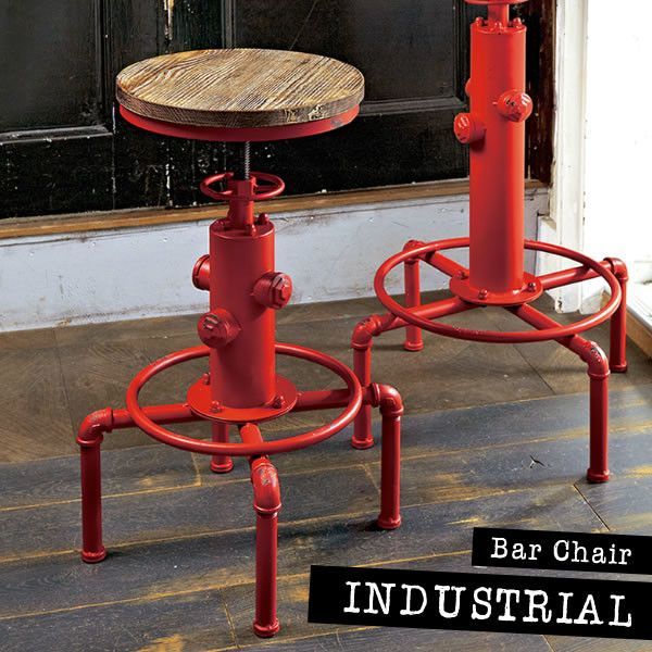 ２色展開 昇降式 天然木 レトロ INDUSTRIALシリーズ バーチェア 椅子 チェア バー カウンター ステップ付き 宮武製作所 KNC-A812