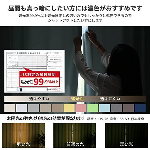AZRA カーテン 4枚セット 遮光度99.99% 1級遮光 ブラウン 幅150cm丈220cm 断熱 防寒 防音 省エネ UVカット 無地 洗える 寝室 リビング用 (遮光カーテン2枚・レースカーテン2枚)★m