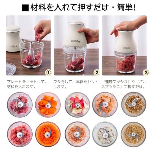 フードプロセッサー ミキサー みじん切り器 チョッパー 電動 ブレンダー 電動大根おろし器 大根おろし 静音 フードチョッパー 低騒音 かき氷器 小型 コンパクト 離乳食 スムージー ?肉机 潰す 混ぜる 刻む おろす 砕く 泡立て 練る 1 c5397adc