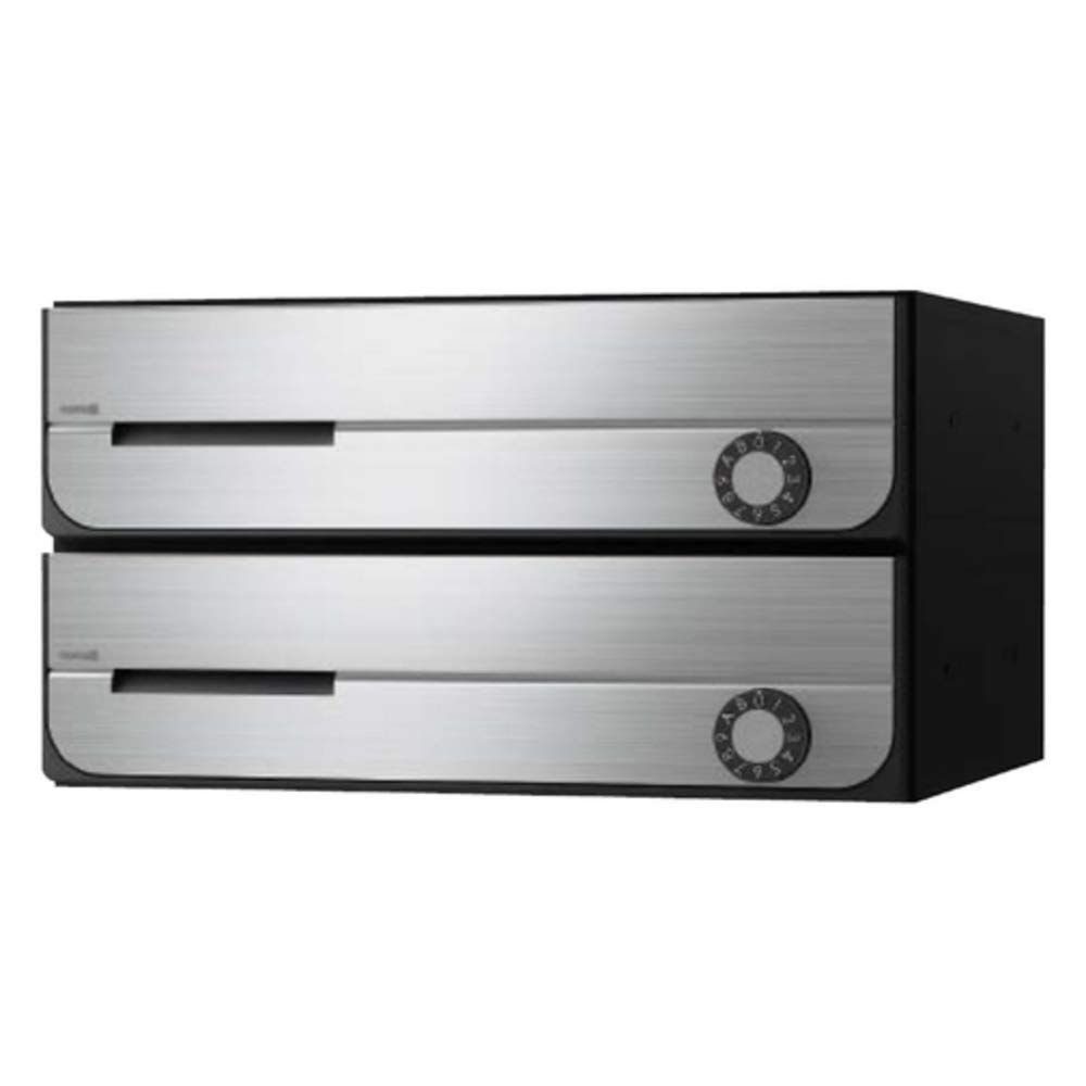 ナスタ(NASTA) ポスト 前入前出 屋内タイプ 2戸用 静音大型ダイヤル錠 KS-MB3002PU-2L-S ステンレスヘアーライン 本体: 奥行20cm 本体: 高さ31.73cm 本体: 幅36cm★m