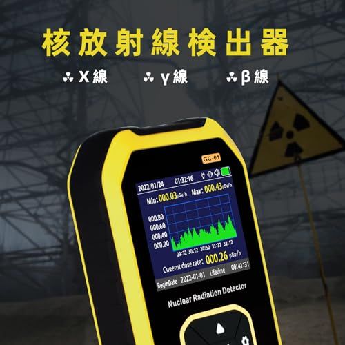 高感度放射線測定器ガイガーカウンター -AIOMEST 線量計 X線/β線/γ線 CPM測定 警報機能付 5単位対応 μSv/h表示 最大/平均値リアルタイム表示 携帯用核放射線能検出器★m