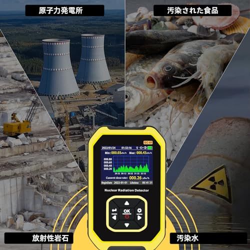 高感度放射線測定器ガイガーカウンター -AIOMEST 線量計 X線/β線/γ線 CPM測定 警報機能付 5単位対応 μSv/h表示 最大/平均値リアルタイム表示 携帯用核放射線能検出器★m