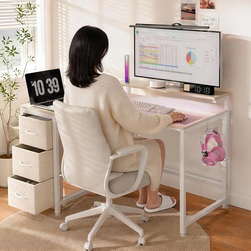 LunarLight PCパソコンデスク 幅108奥行き80高さ71.8cm テレワーク L型デスク・左右組み換え自由 3段調節モニター台(10?33.5cm対応) 引き出しとコンセント付き 収納たっぷり ゲーミングデスク オフィスデスク 書斎 収納ラックma LunarLight PCパソコンデスク 幅108奥行き80高さ71.8cm テレワーク L型デスク・左右組み換え自由 3段調節モニター台(10?33.5cm対応) 引き出しとコンセント付き 収納たっぷり ゲーミングデスク オフィスデスク 書斎 収納ラックma