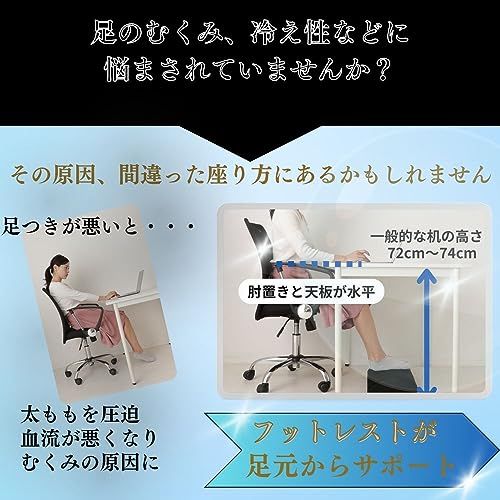 【整体師監修】 セノビィ フットレスト 足置き デスク下 整体師監修 テレワーク用 足台 足枕 机の下 足置き台 （ブラック）ｍａ