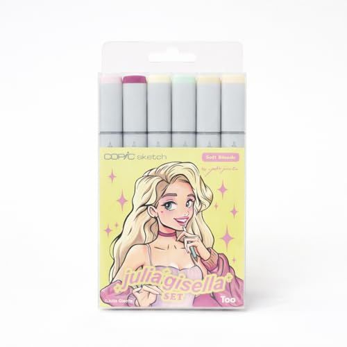 Copic × Julia Gisella アーティストマーカー6点セット アルコールマーカー スペシャルコラボ版 ソフトブレンドｍａ