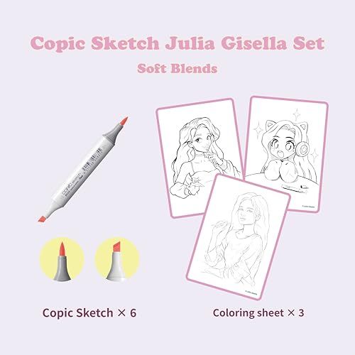Copic × Julia Gisella アーティストマーカー6点セット アルコールマーカー スペシャルコラボ版 ソフトブレンドｍａ