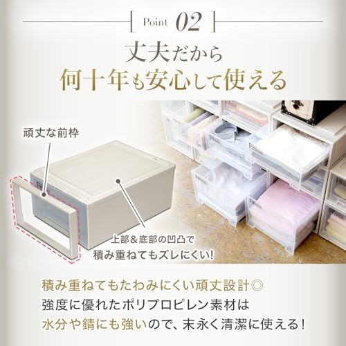 天馬 収納ボックス フィッツケース 押入れ 幅44×奥行74×高さ30cm 収納ケース たわみにくい 衣装ケース 日本製 【色 カプチーノ】 【サイズ ディープL】ｍａ