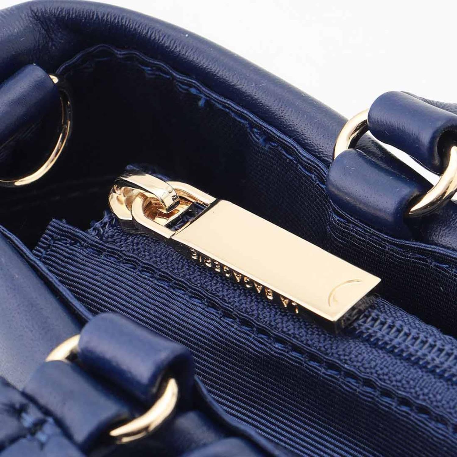 新品 [ラバガジェリー] シープレザー ギャザーハンドル2wayラウンドトートバッグ B008401 ネイビー(66)