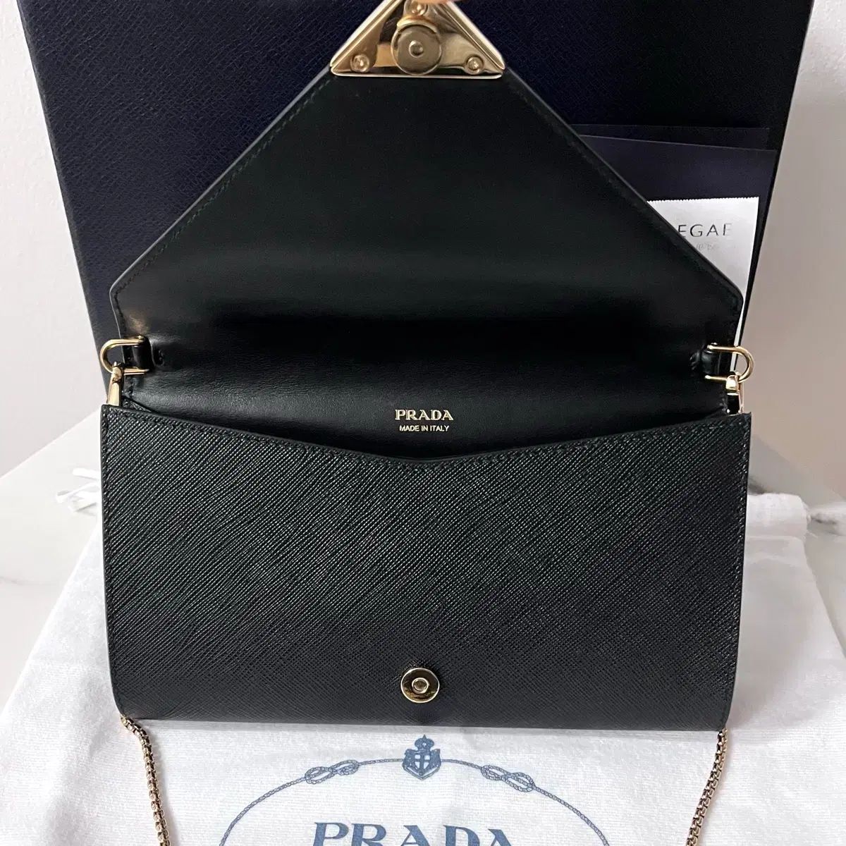 状態 最高 PRADA プラダ サフィアーノ チェーン ミニバック クロス