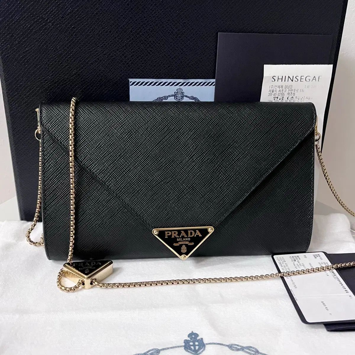 状態 最高 PRADA プラダ サフィアーノ チェーン ミニバック クロス