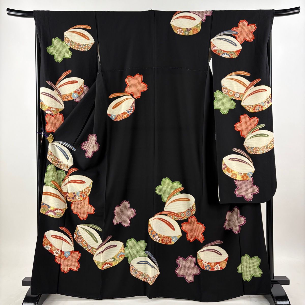 美品】 振袖 身丈165cm 裄丈67cm M 袷 袋帯フルセット うさぎ 桜 金彩 