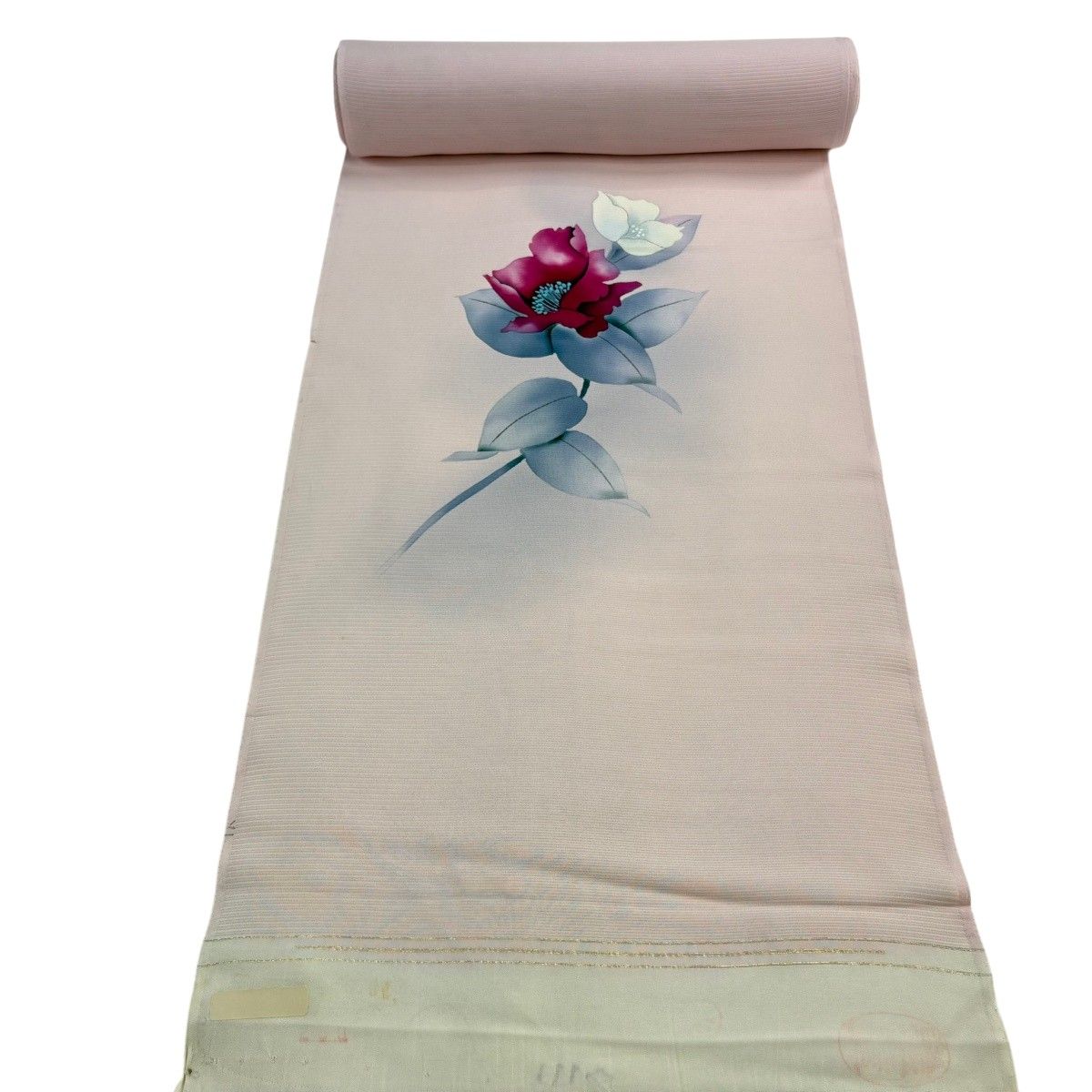 反物 秀品 付下げ 薄物 絽 草花 ぼかし 薄ピンク 正絹 【中古】 9,936円
