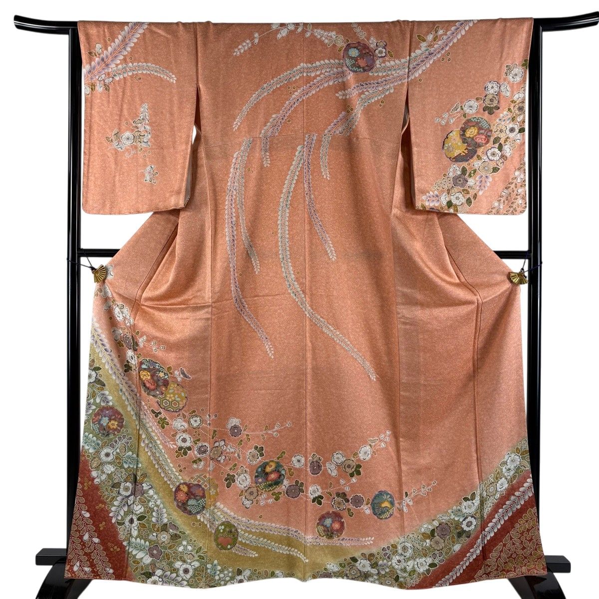 在庫一掃】 付下げ 身丈161cm 裄丈64.5cm M 袷 花筏 吹き寄せ 刺繍 