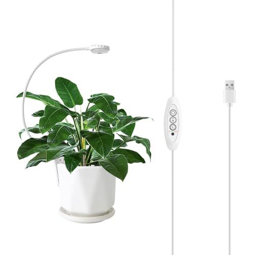 NISSYO【2025年最新型植物育成ライト・日本正規品】 植物育成ライト LED フルスペクトル 自動オン/オフ タイマー 3/6/12h 4段調光 均一照射 高演色 クリップ式 テスクライト兼用 360°アーム 高さ 角度 調整可能 5W 省エネ 観pms