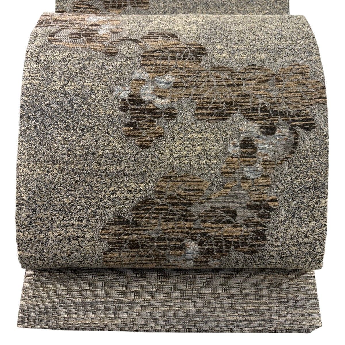 【美品】 袋帯 秀品 証紙 葡萄 薄茶色 六通 正絹 【中古】