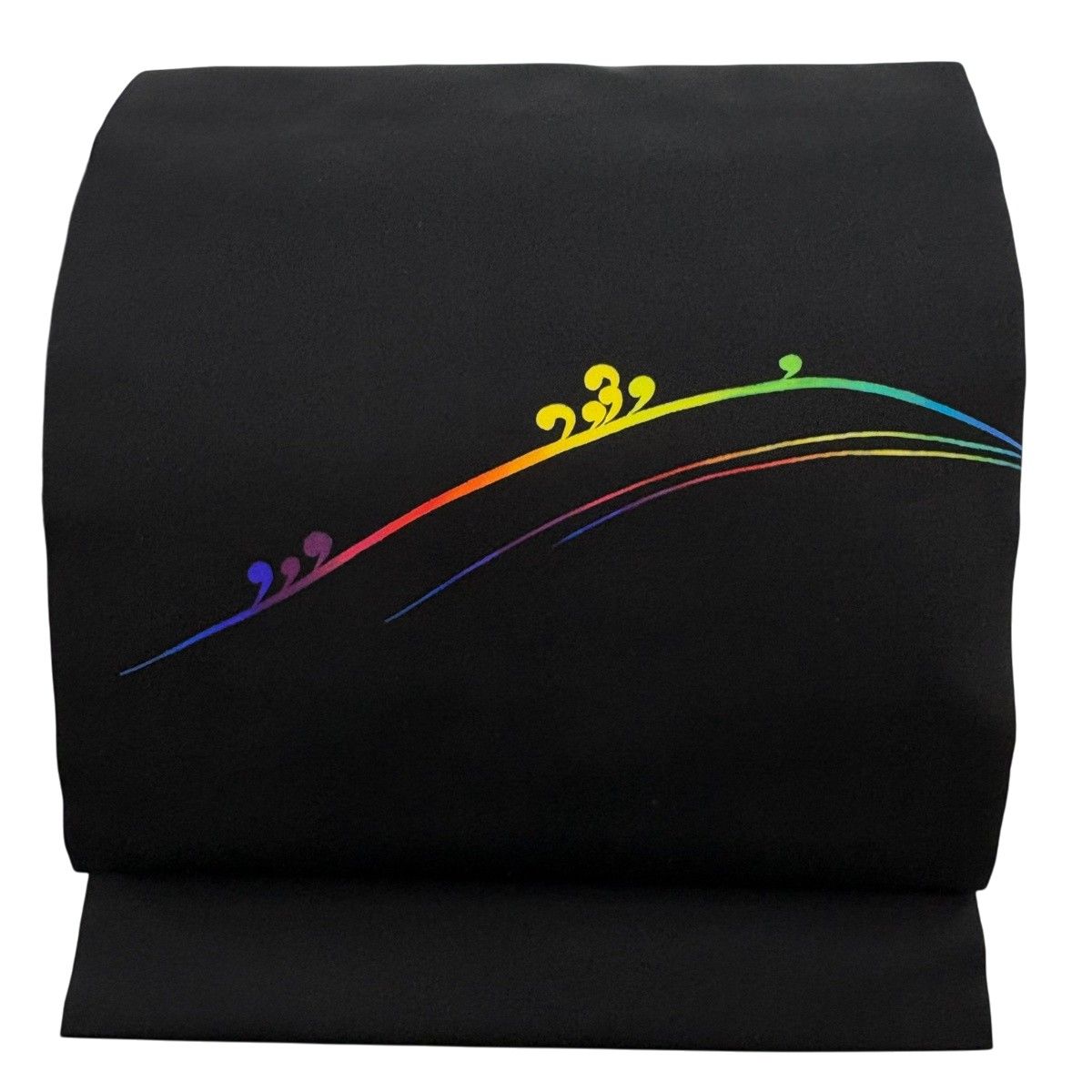 【美品】 名古屋帯 逸品 落款 由水煌人 波頭 黒 正絹 【中古】