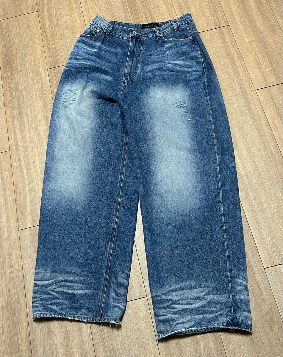 L) STU エンボス ワイド デニム