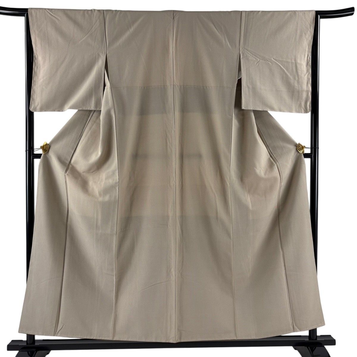美品】 紬 身丈155.5cm 裄丈64cm M 袷 能州紬 上島洋山 落款 証紙 縦縞