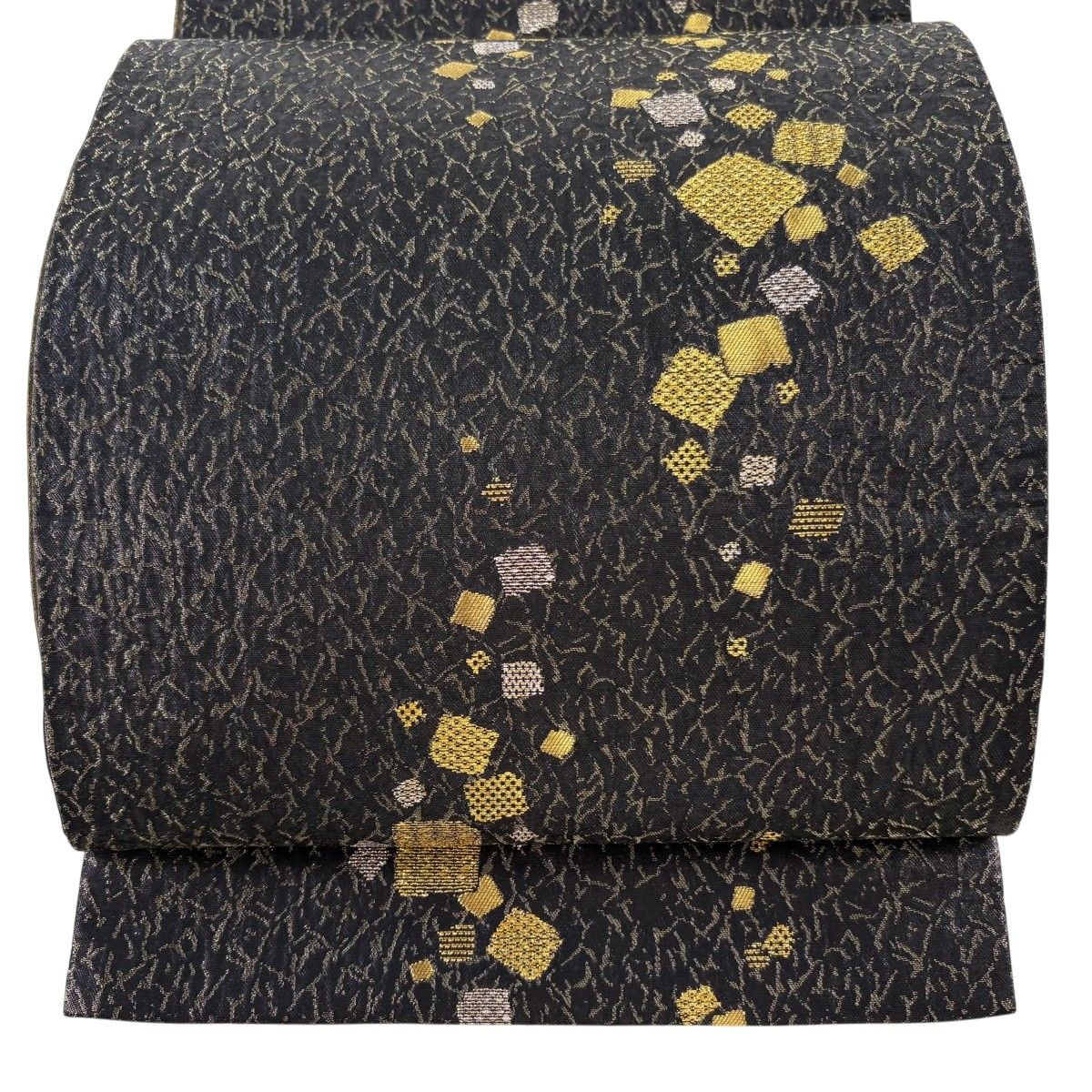 【美品】 袋帯 秀品 箔散らし 金糸 箔 黒 六通 正絹 【中古】