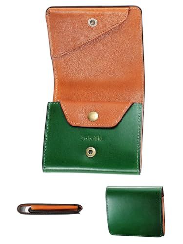 [ファブリツィオ] 財布 メンズ レディース 2つ折り 小銭入れ ミニ財布 小さい 薄い コンパクト 柔らかい 使いやすい イタリアン レザー 一流の革職人が作る 本革 (シャイングリーン)Y 7e230c87