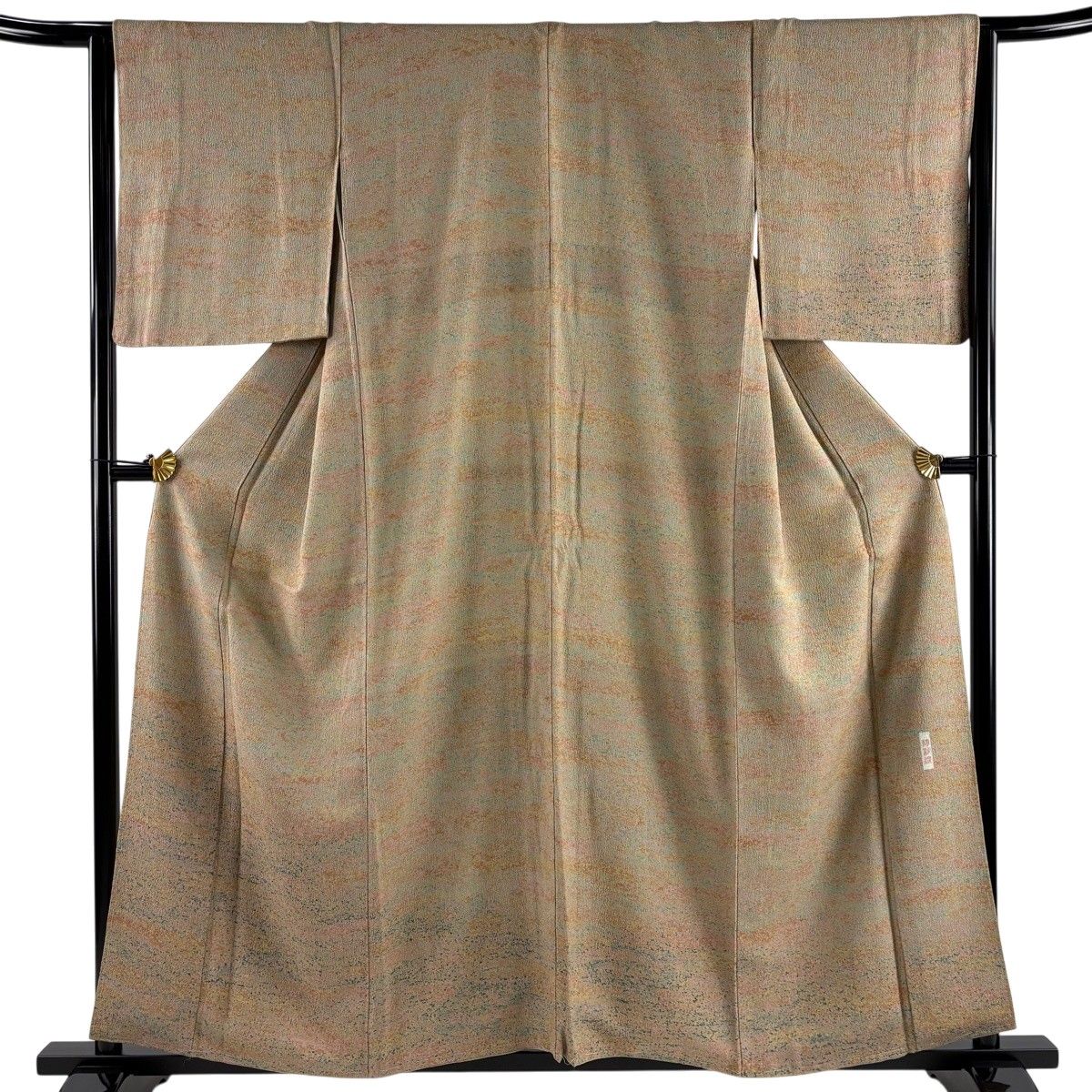 【美品】 付下げ 身丈158.5cm 裄丈65.5cm M 袷 幾何学模様 陶彩染 薄茶色 正絹 秀品 【中古】