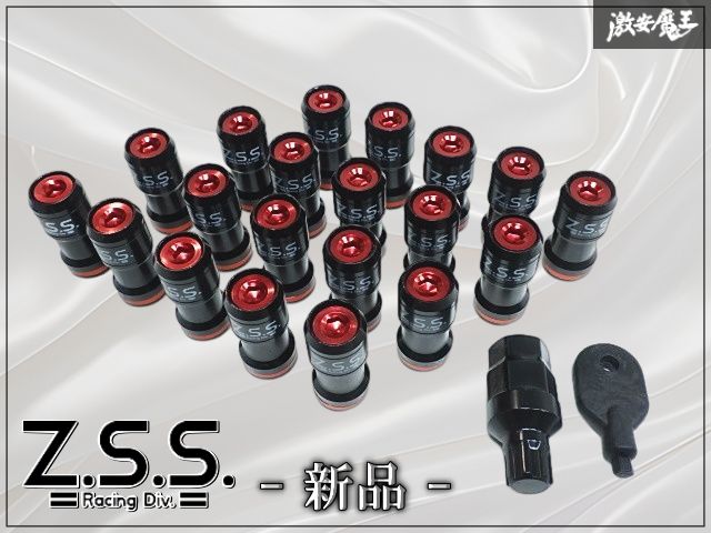 ★新品★ Z.S.S. ZSS スチール アルミカラー付 ホイールナット レーシングナット ナット ブラック/レッド M12 P1.5 全長45mm 20本 5H 5穴