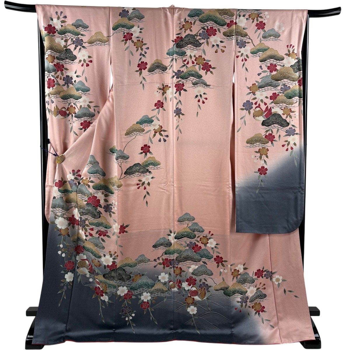 正絹 小紋 美品 裄丈67cm M 名品 身丈173.5cm 袷 振袖 金彩 落款あり