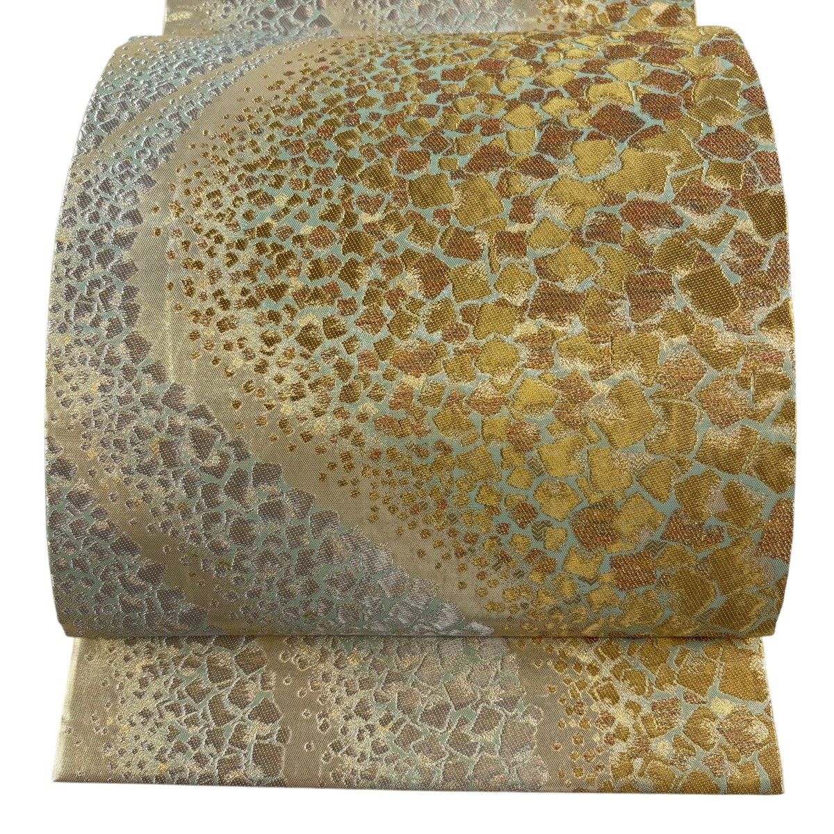 【美品】 袋帯 秀品 箔散らし 金銀糸 箔 金色 六通 正絹 【中古】