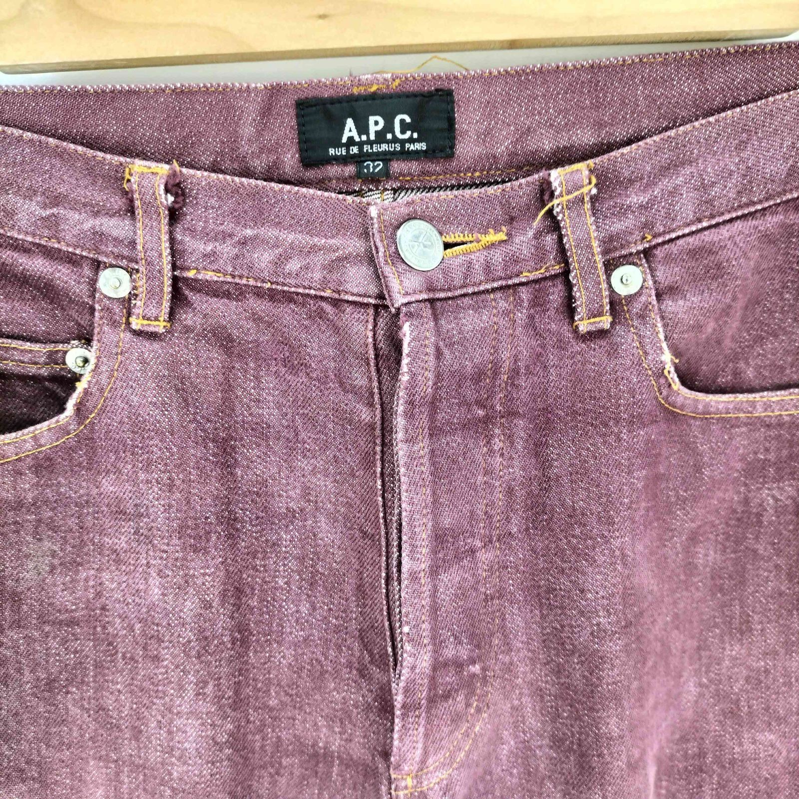 アーペーセー A.P.C. ボタンフライ ダメージ加工 デニムパンツ メンズ 